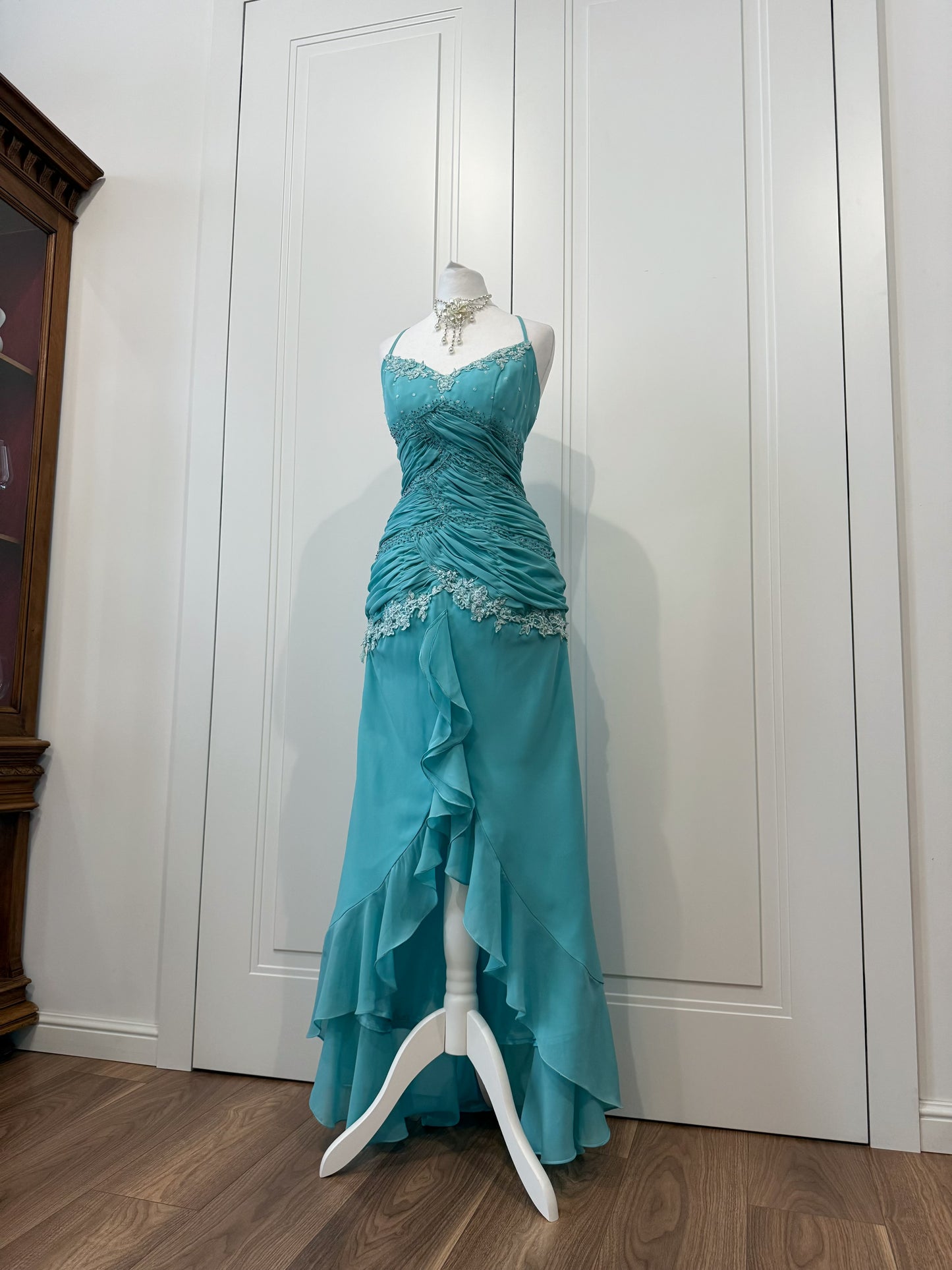 Turquoise Long Ruffle Mermaid Dress