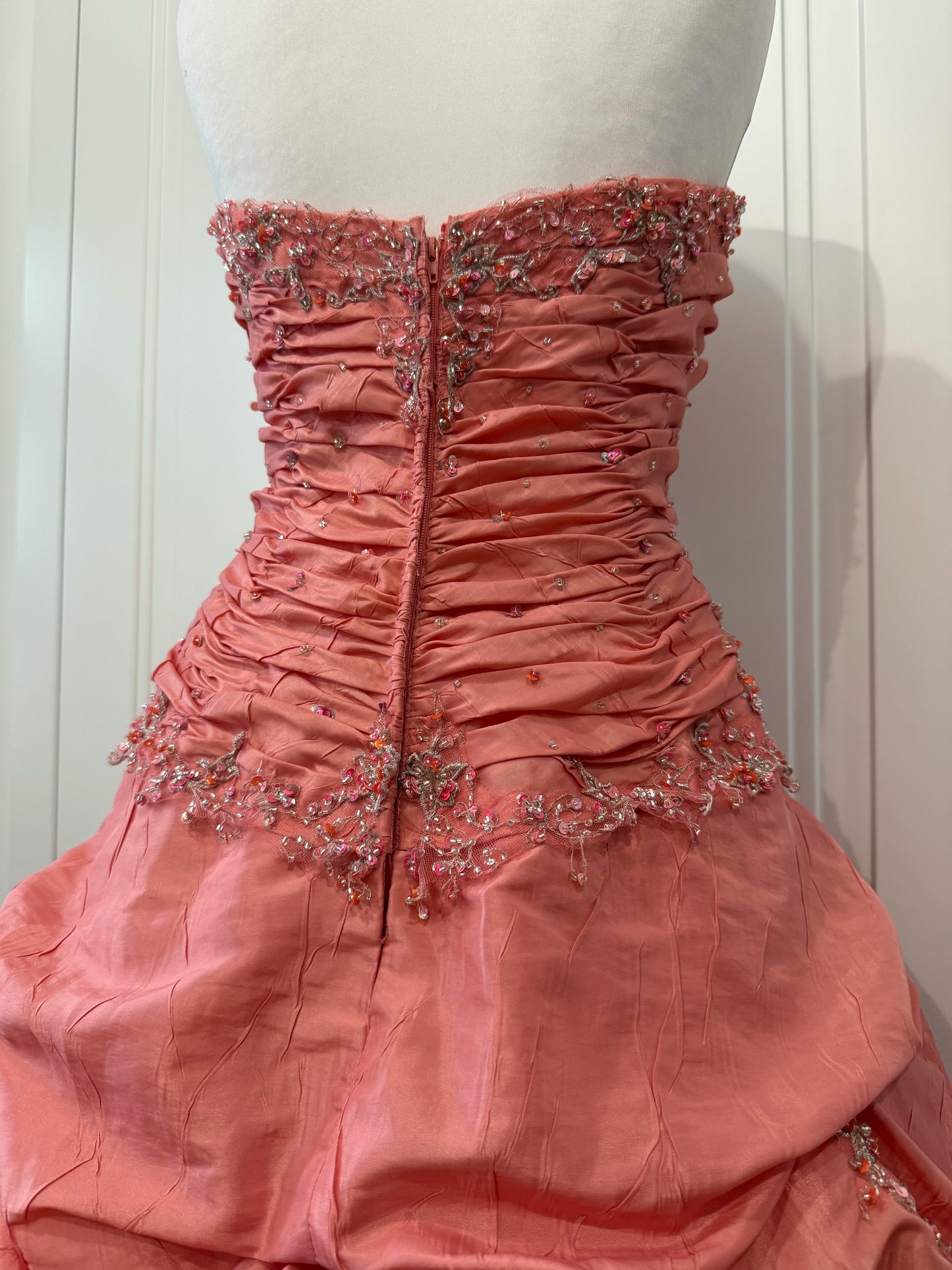 Coral Pink Embellished Ball Dress