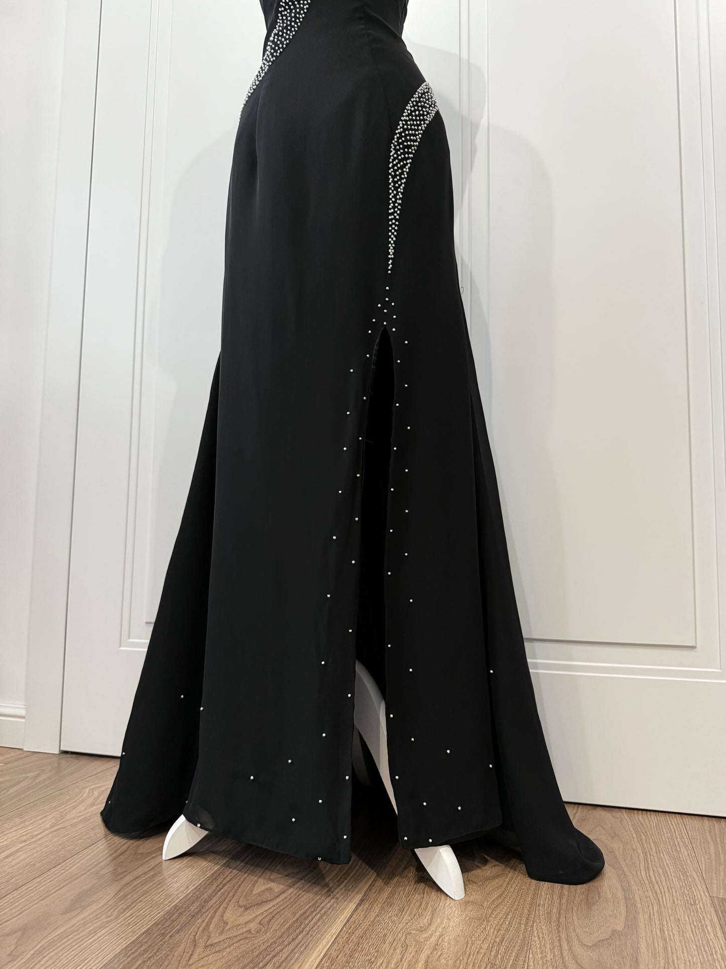 Black Rhinestone Evening Dress