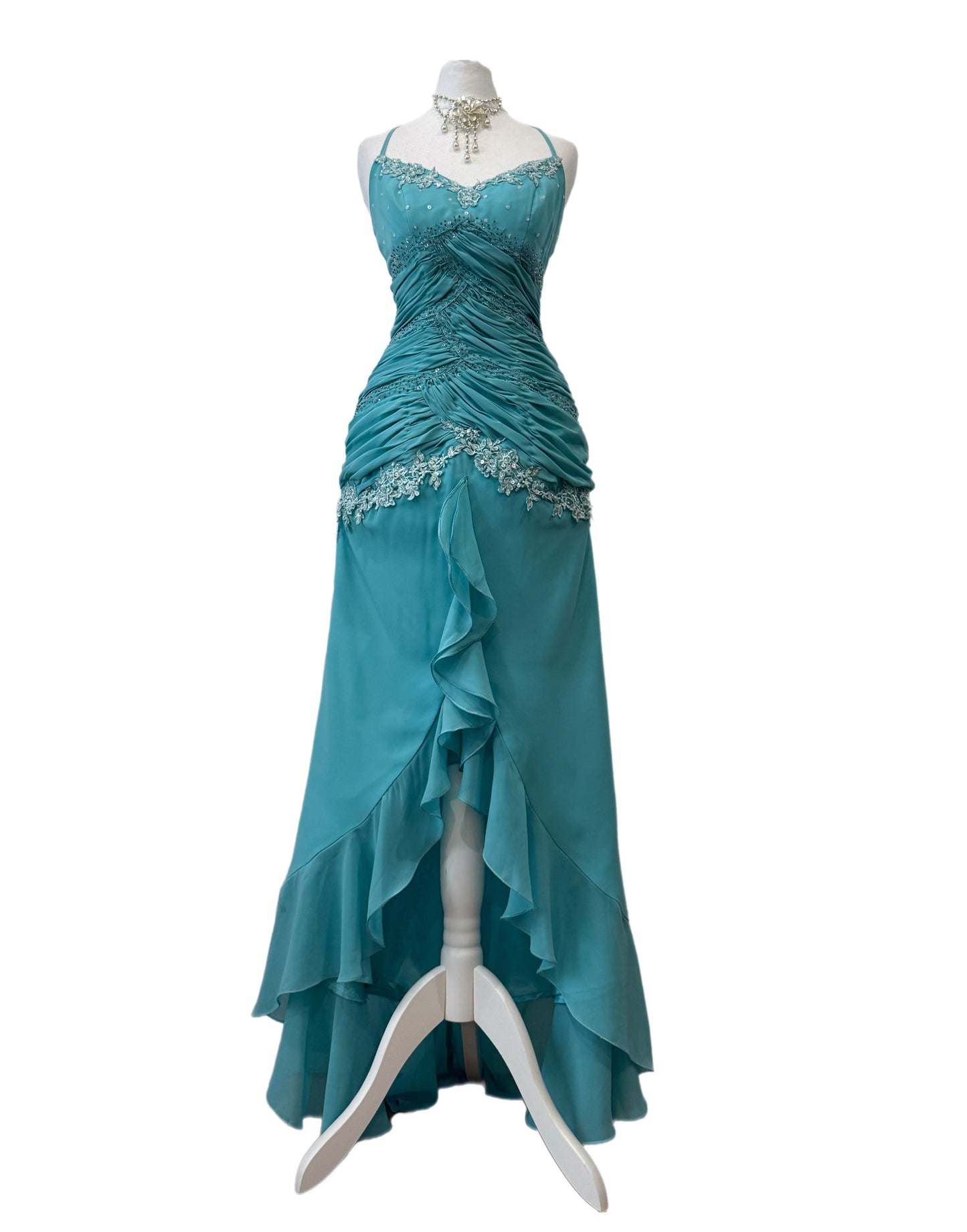 Turquoise Long Ruffle Mermaid Dress
