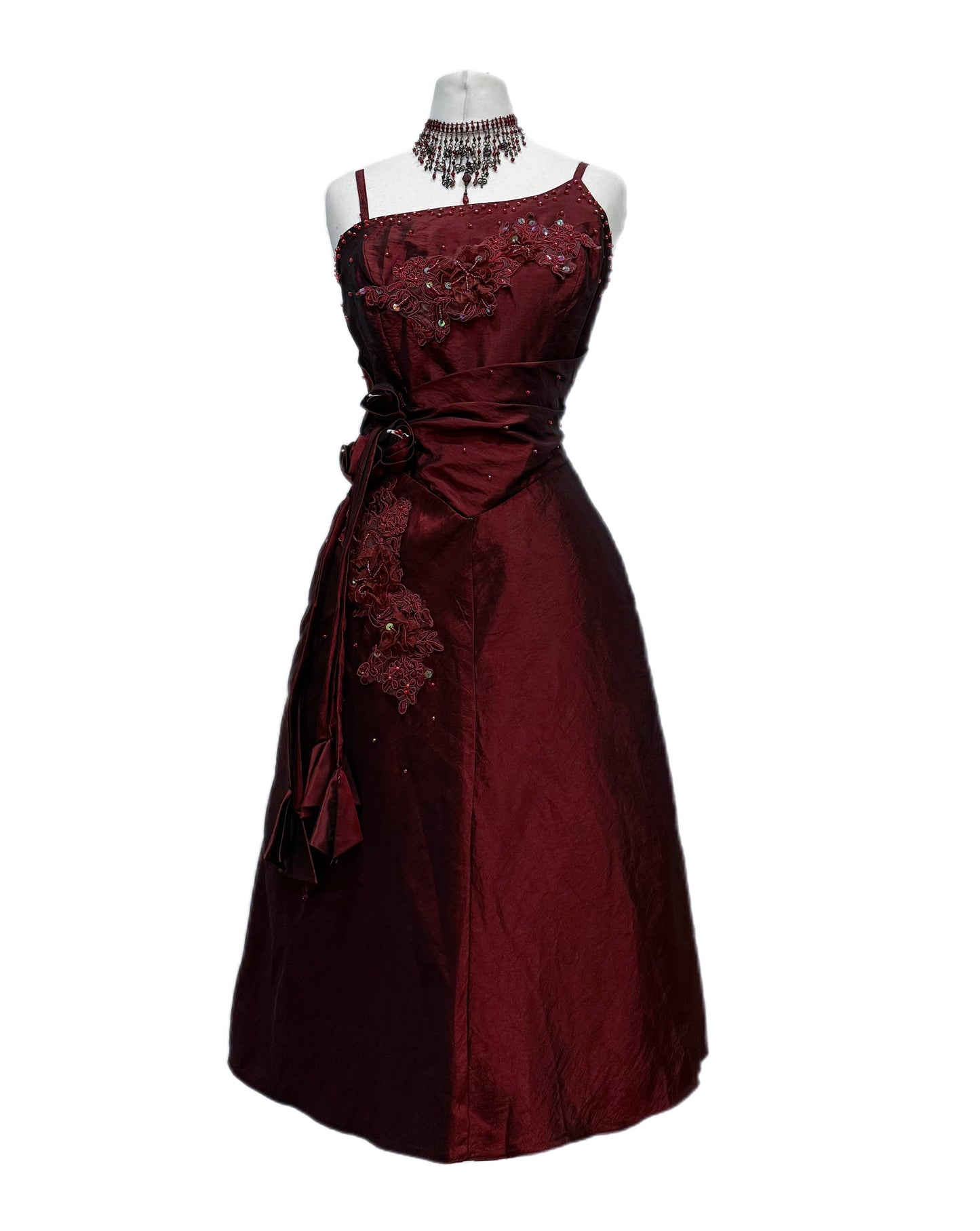 Vintage Burgundy Embellished Dress