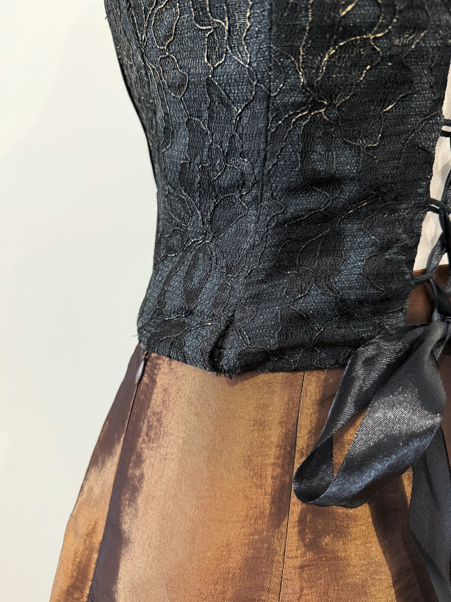 Bronze & Black Evening Gown with Shawl