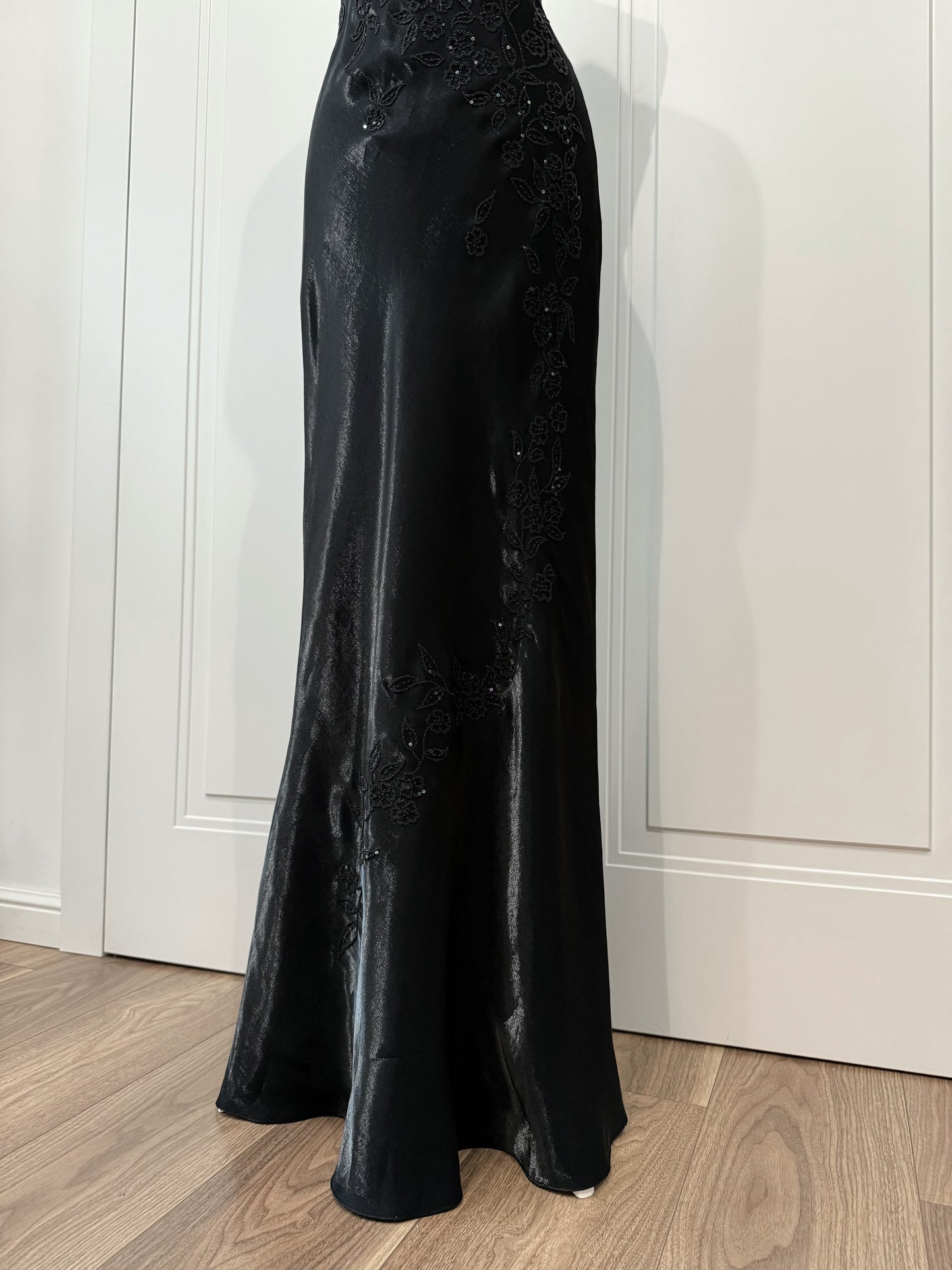 Black Whimsigoth Beaded Maxi Dress