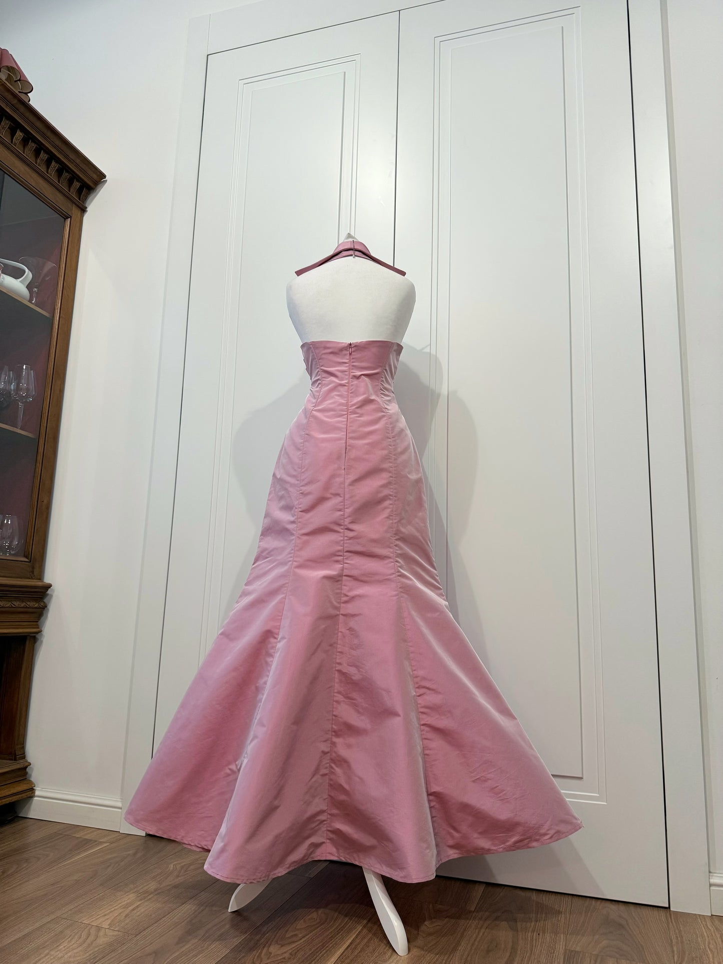 Long pale pink fluffy dress