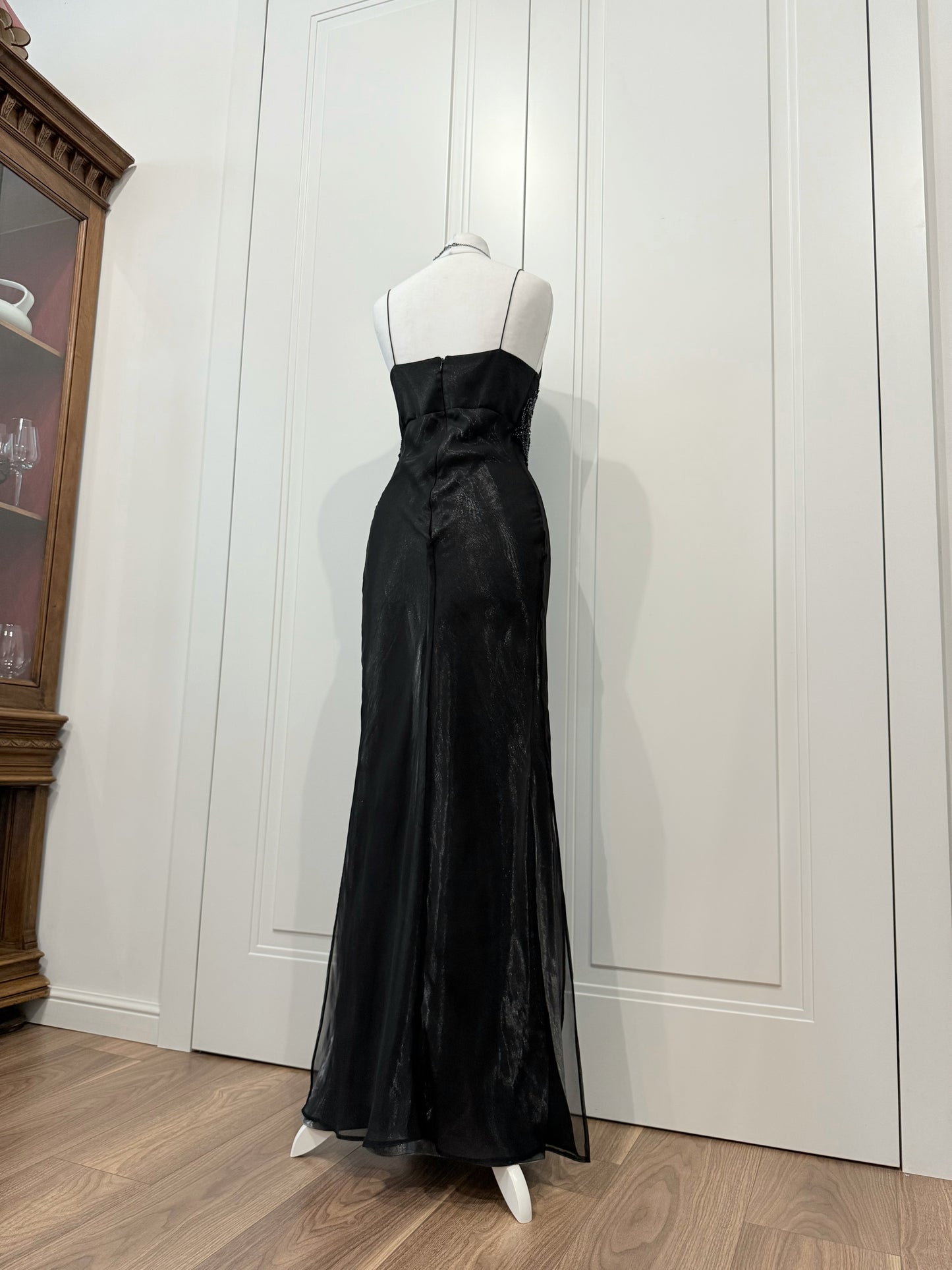 Vintage Black Beaded Evening Dress
