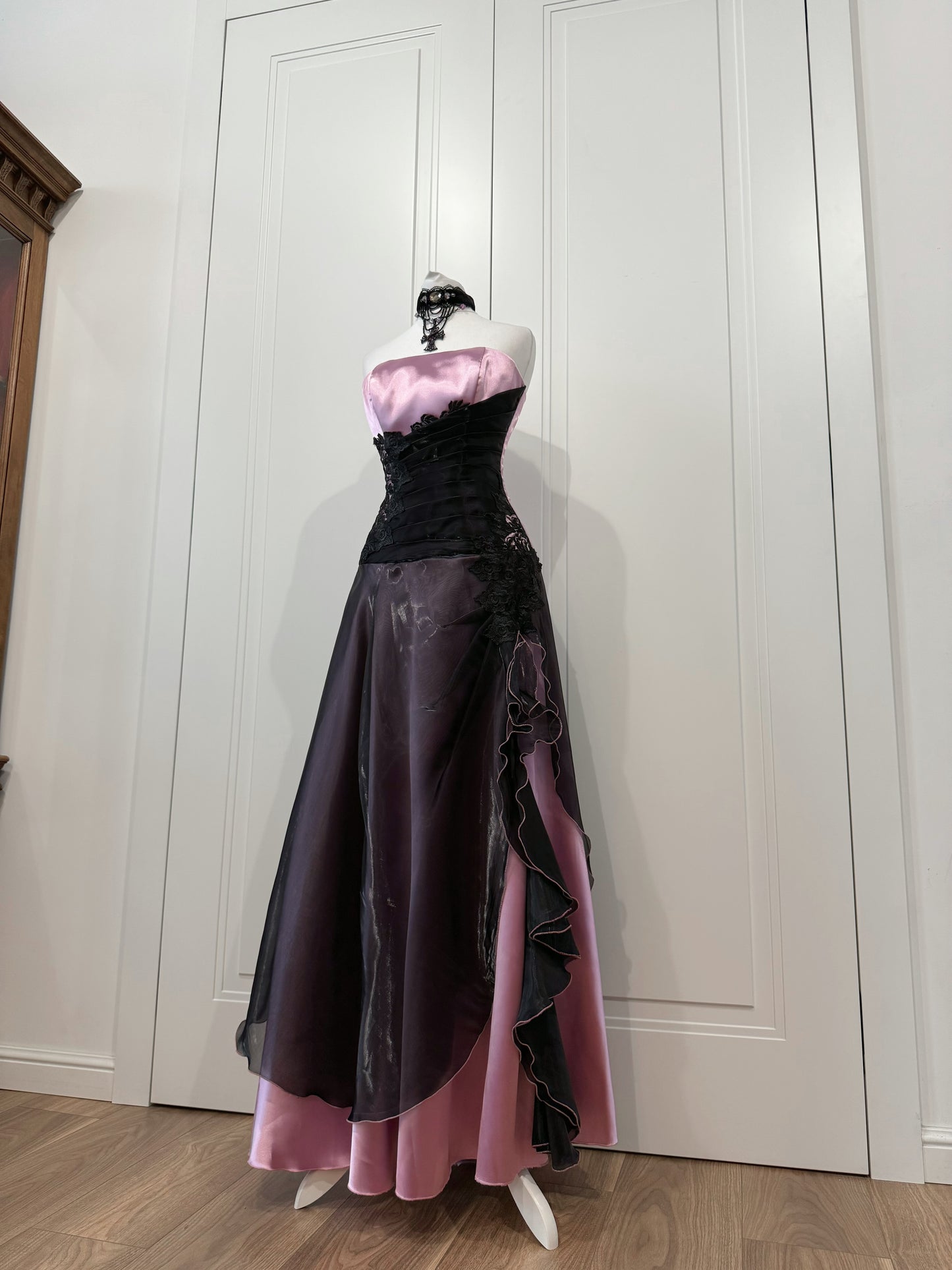 Black & Pink Maxi Dress