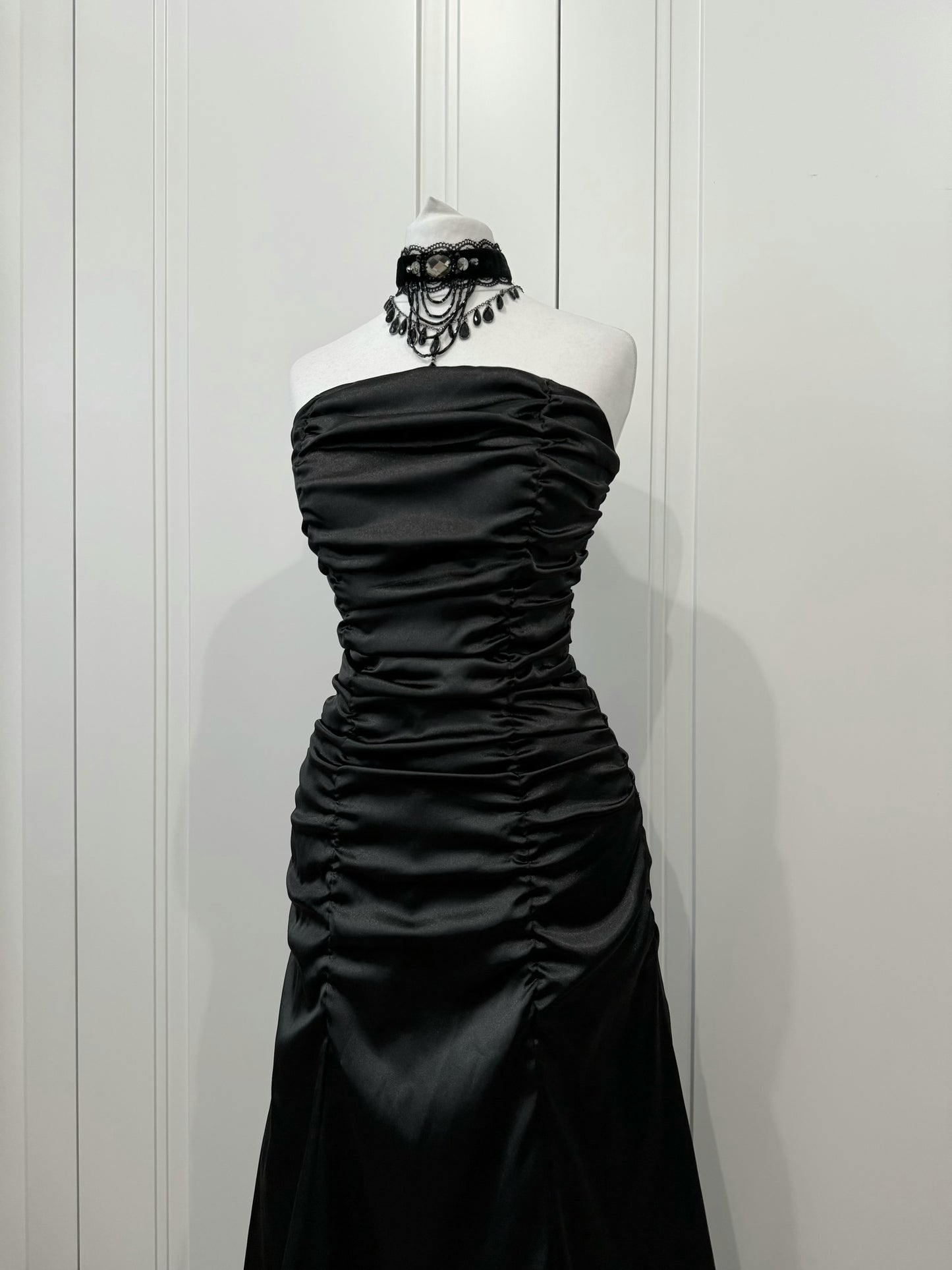 Black Satin Mermaid Maxi Dress