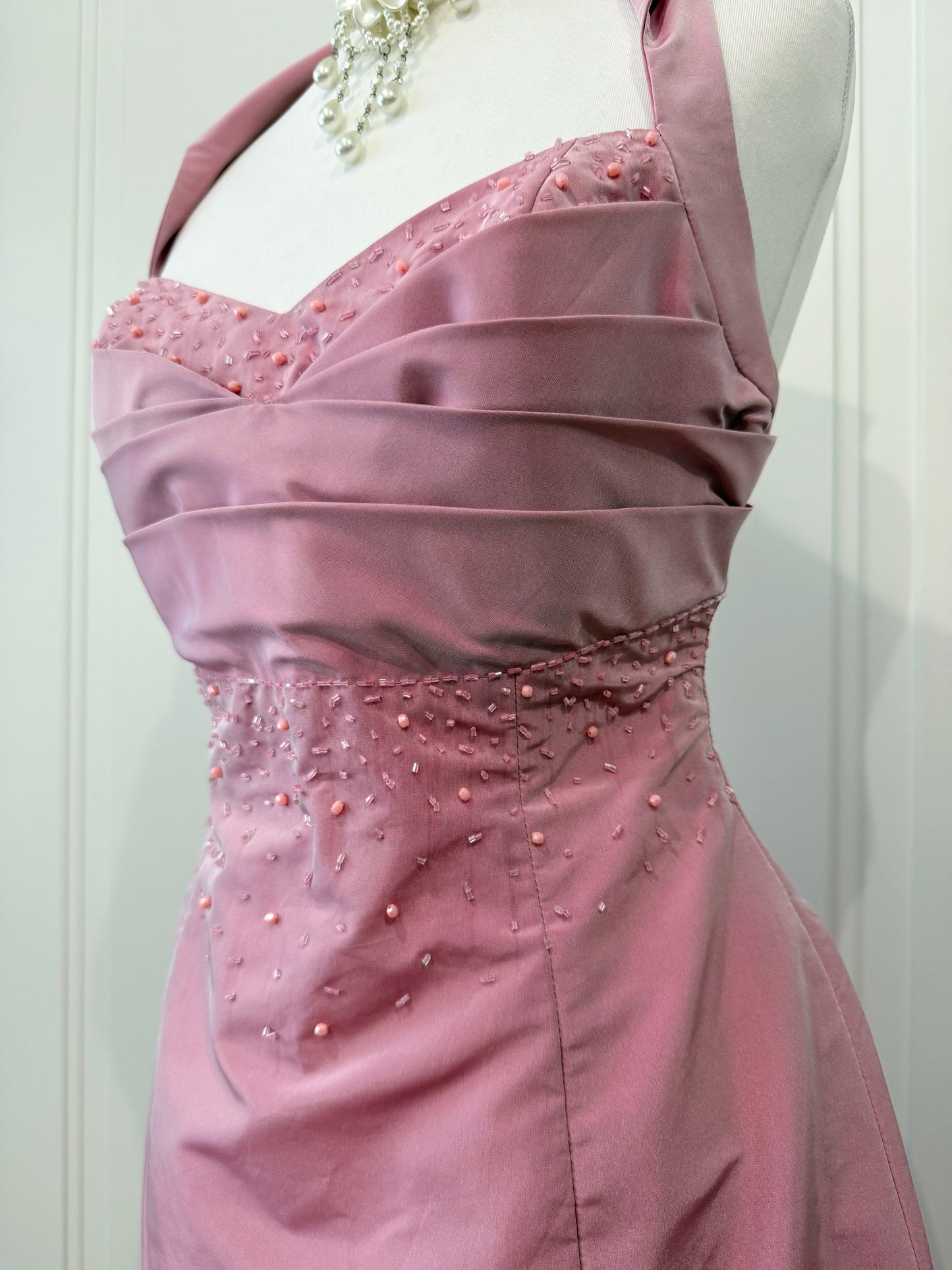 Long pale pink fluffy dress