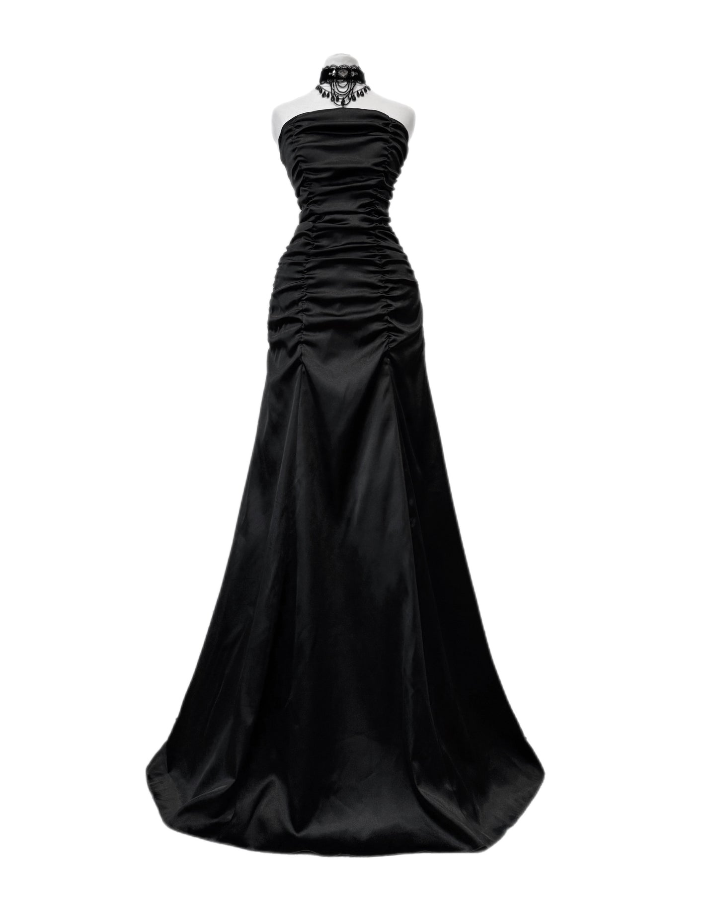 Black Satin Mermaid Maxi Dress
