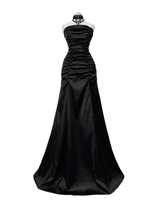 Black Satin Mermaid Maxi Dress